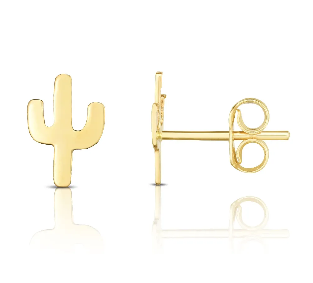 14k Gold Mini Cactus Studs