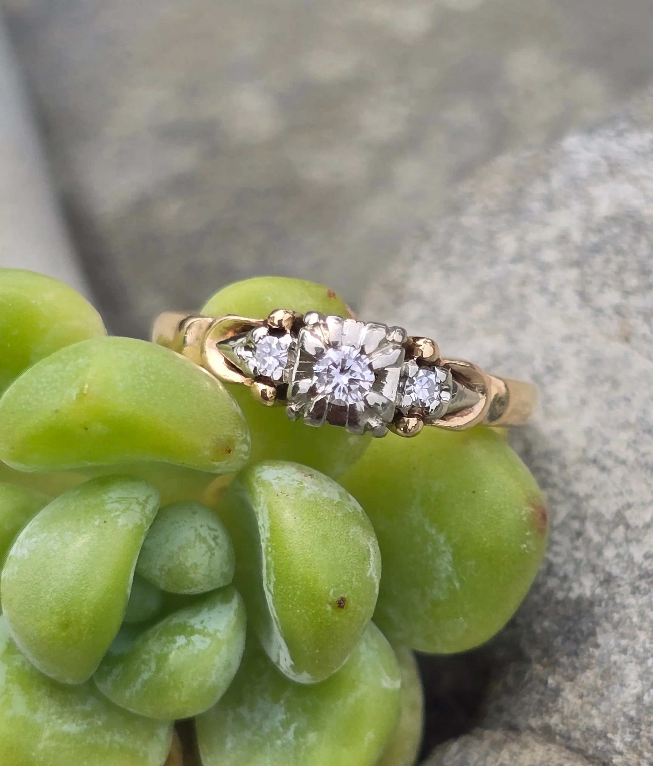 14k gold two-tone c.1930's Art Deco diamond engagement ring