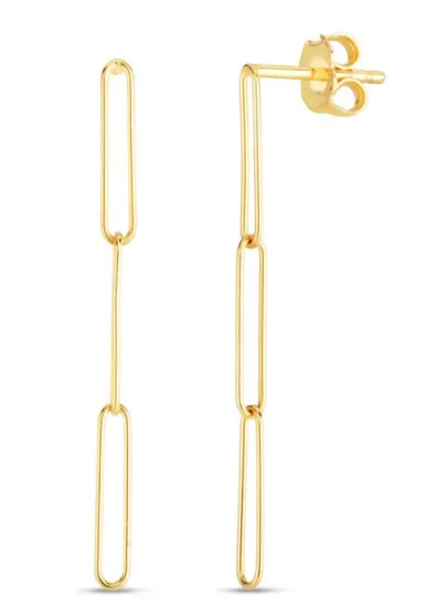 14k Paperclip Drop Earring