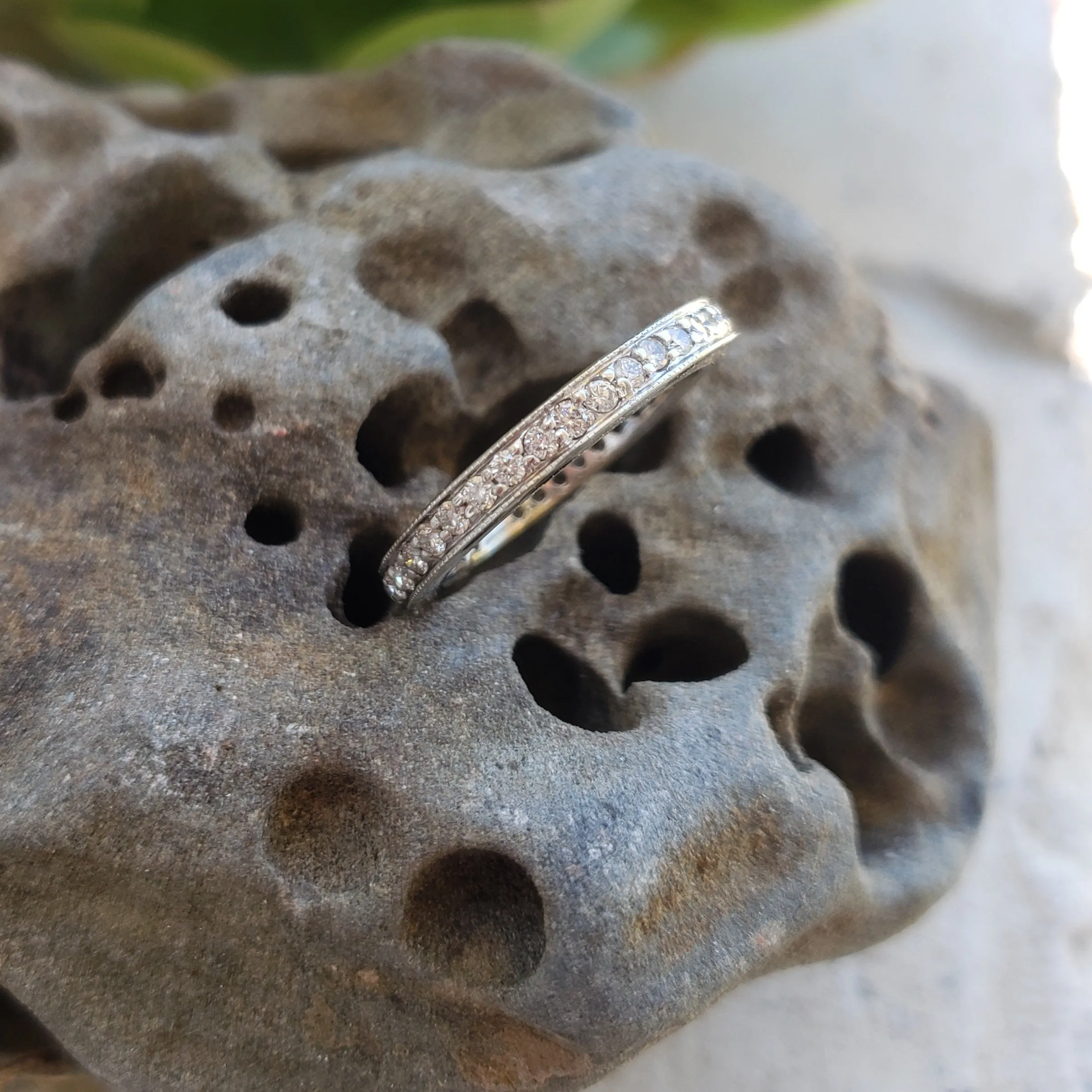 14k white gold 35 diamond estate "almost eternity" band