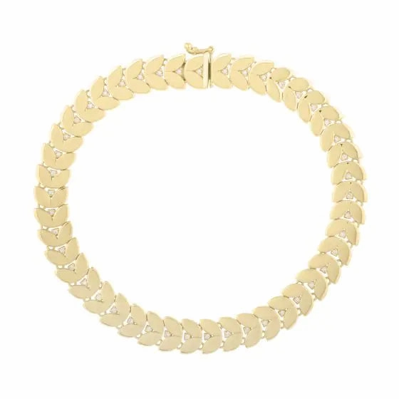 14K Diamond Laurel Leaf Bracelet