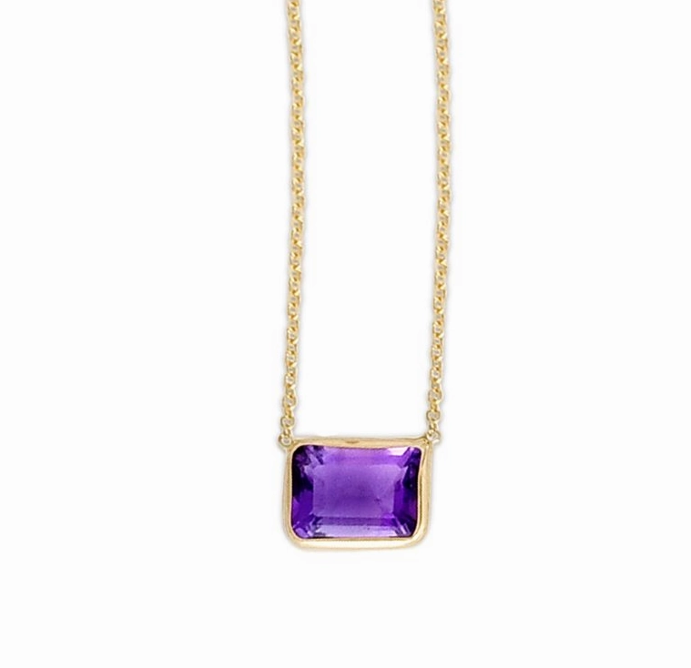 14k Emerald Cut Amethyst Necklace