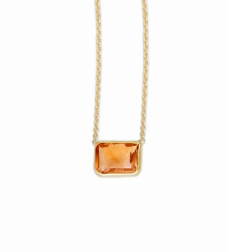 14k Emerald Cut Citrine Necklace