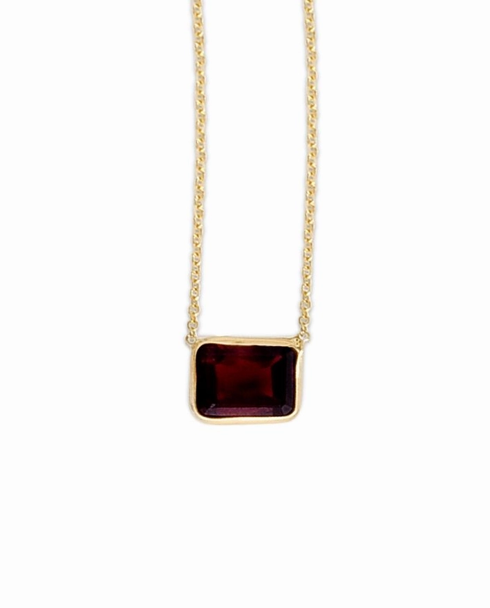 14k Emerald Cut Garnet Necklace