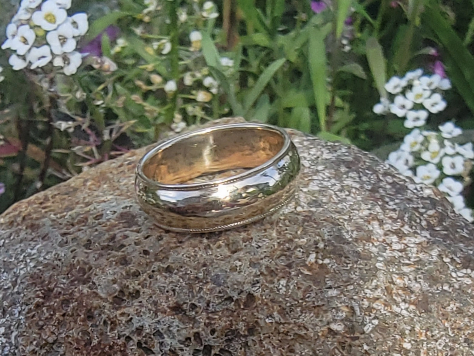 14k gold 6.7mm estate milgrain wedding band - size 10