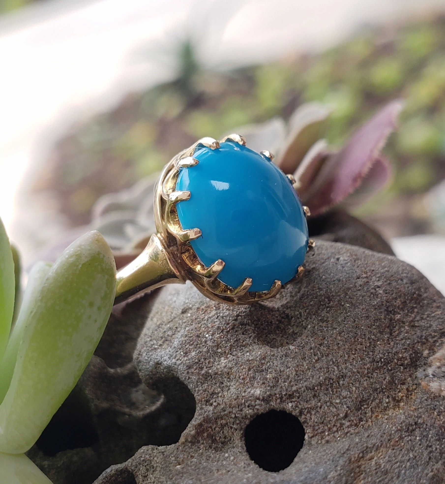 14k gold turquoise estate ring