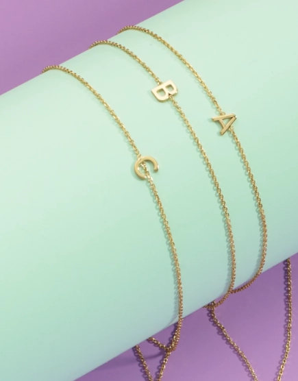 14k Mini Initial Bracelet