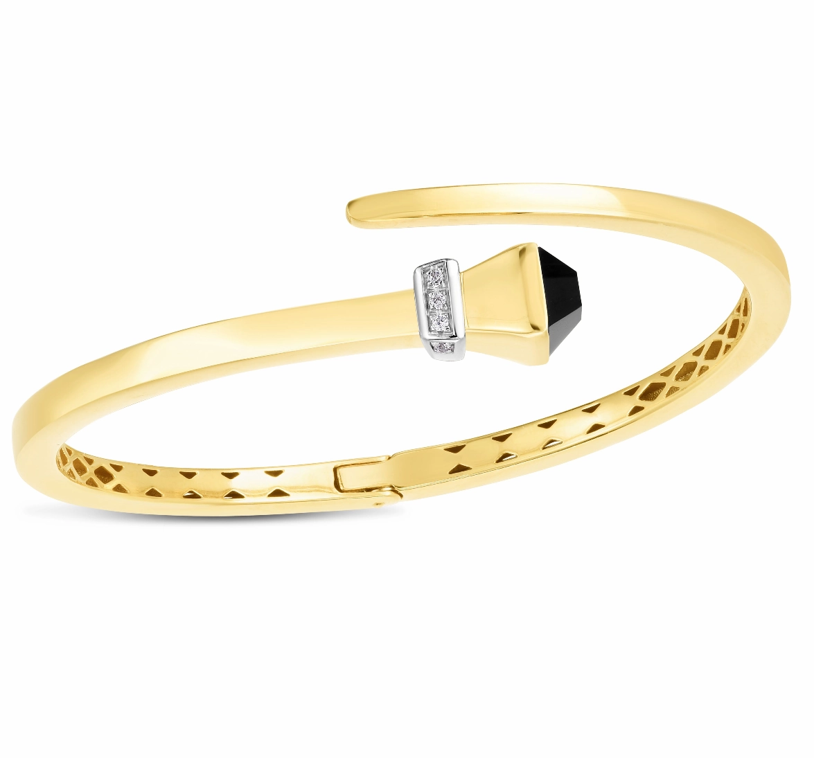 14k Onyx & Diamond Wrap Bangle