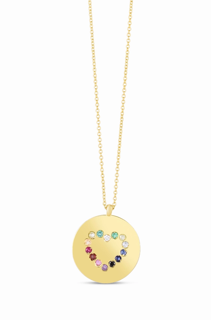 14k Rainbow Heart Necklace