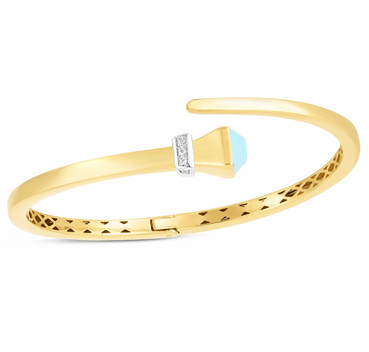 14k Turquoise & Diamond Wrap Bangle