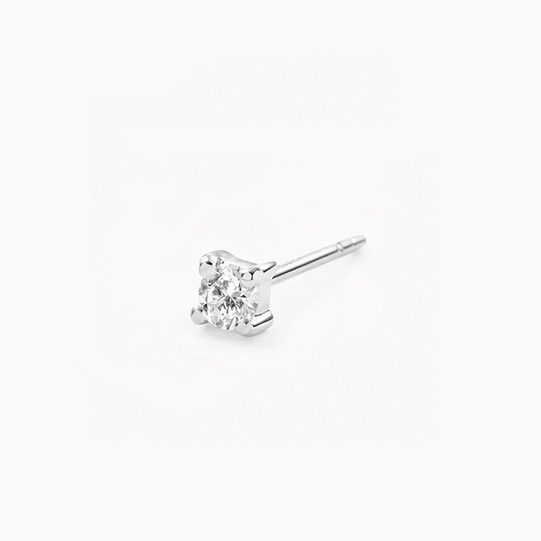 14k White Gold Diamond Stud Earring 2.5mm - Aria (Single)