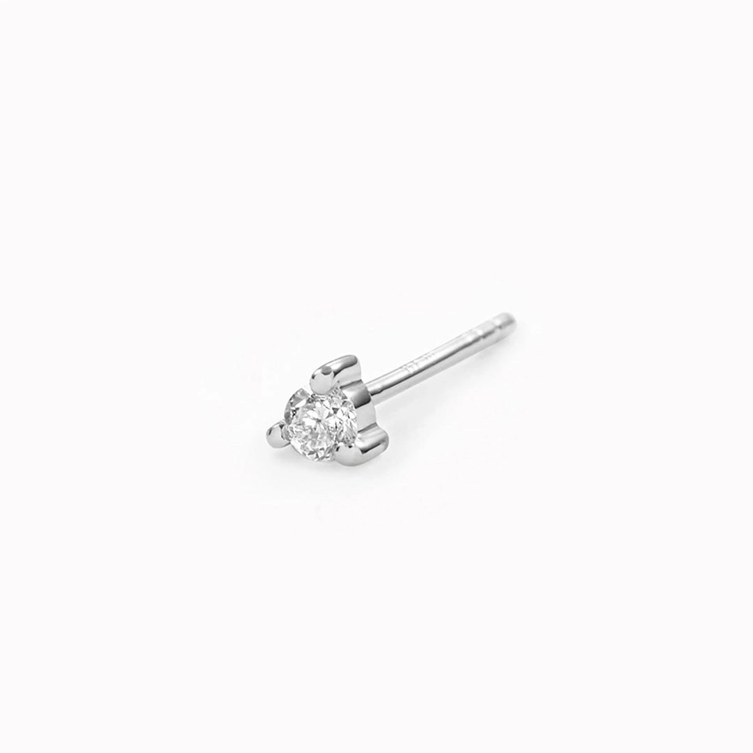 14k White Gold Diamond Stud Earring 2mm - Aria (Single)
