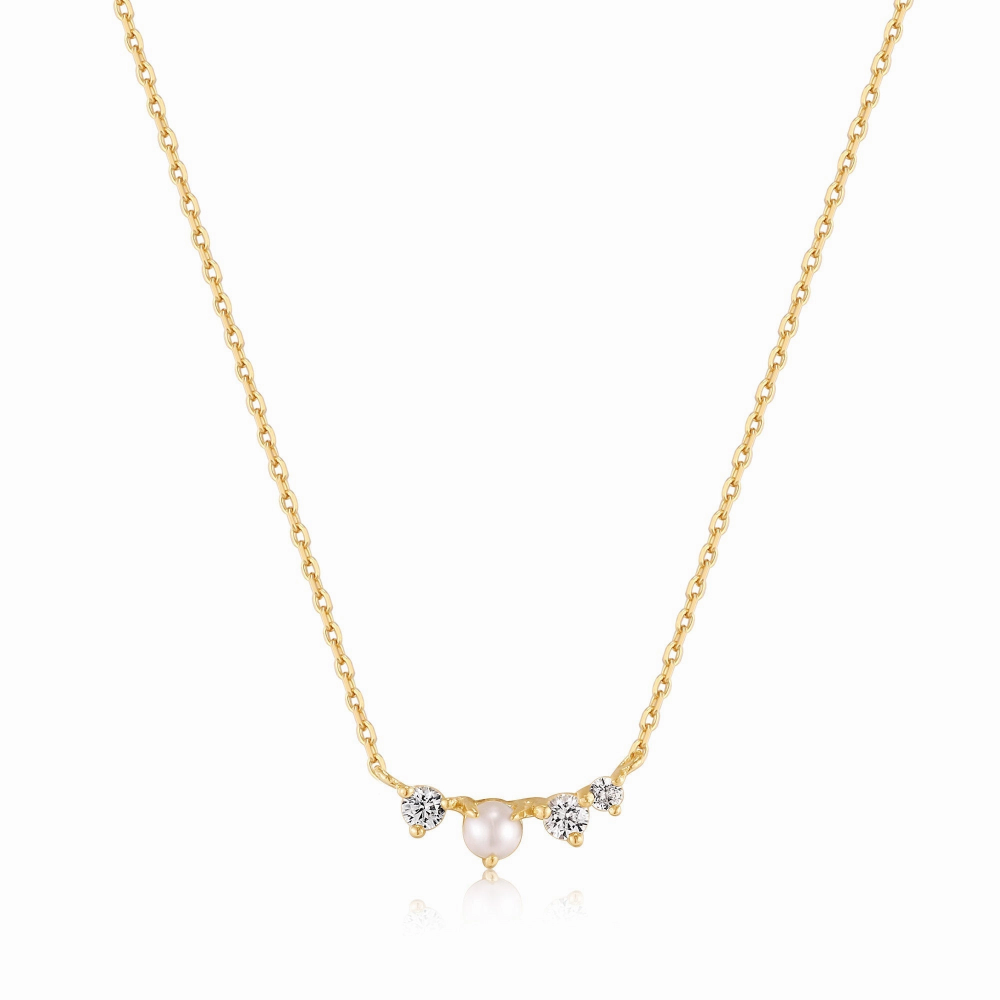 14kt Gold Pearl and White Sapphire Radiance Necklace
