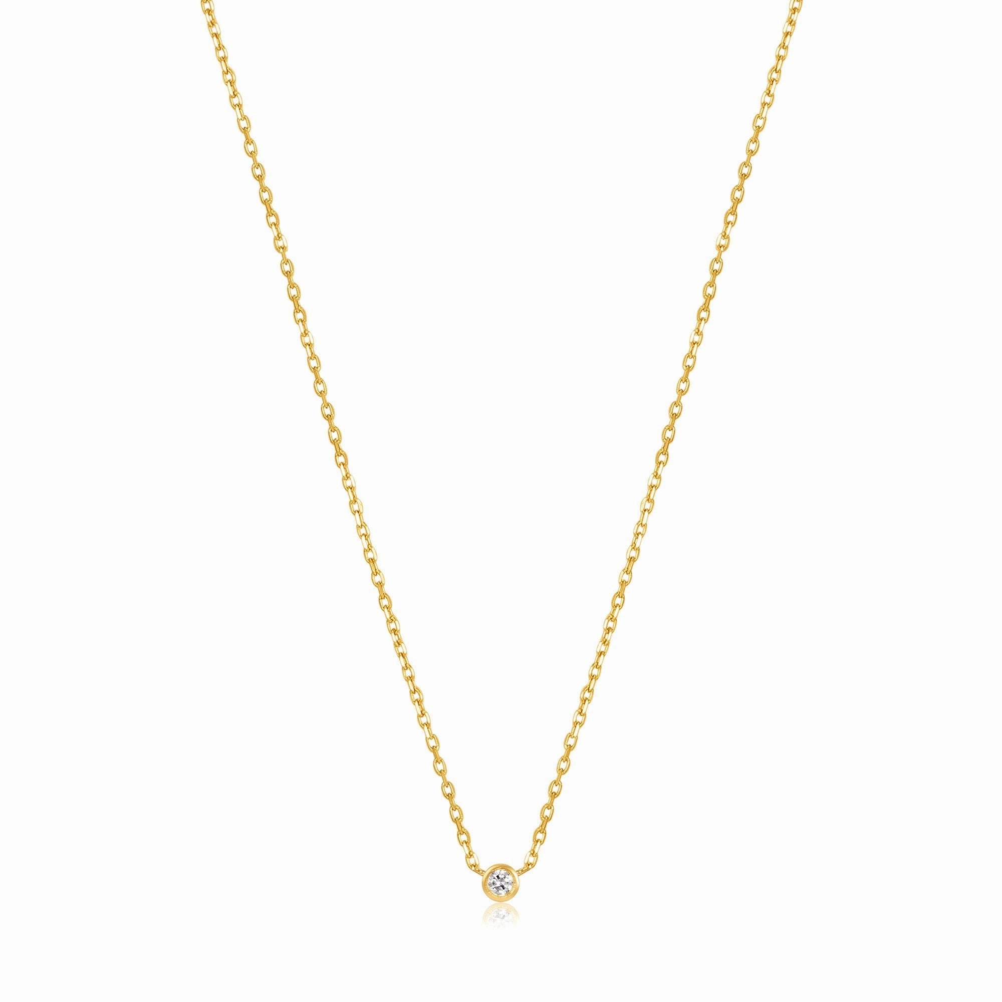 14kt Gold Single Natural Diamond Necklace