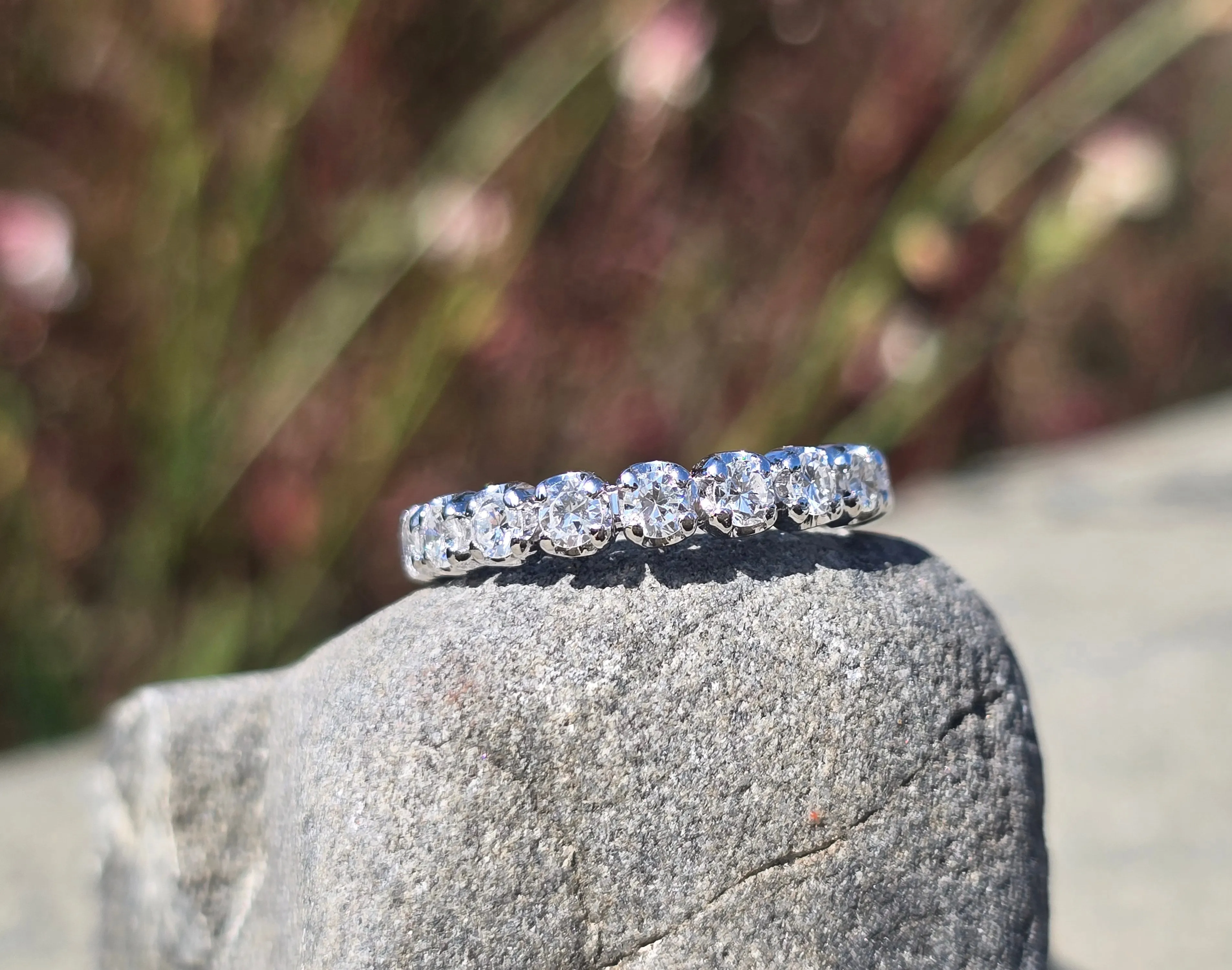 18k white gold 3.3mm diamond estate eternity band - size 5.75