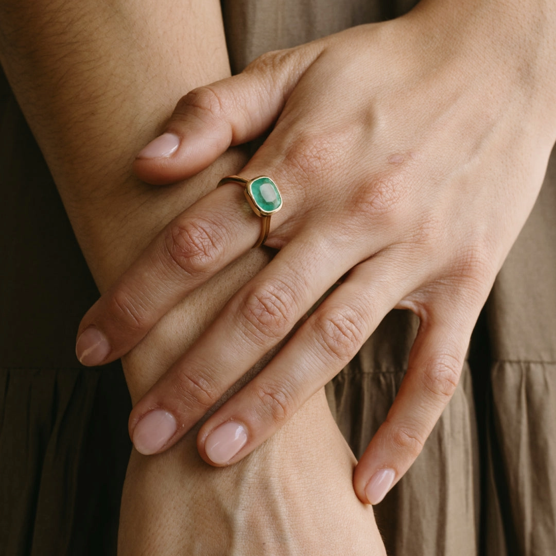 2.87ct Emerald Bezel Ring