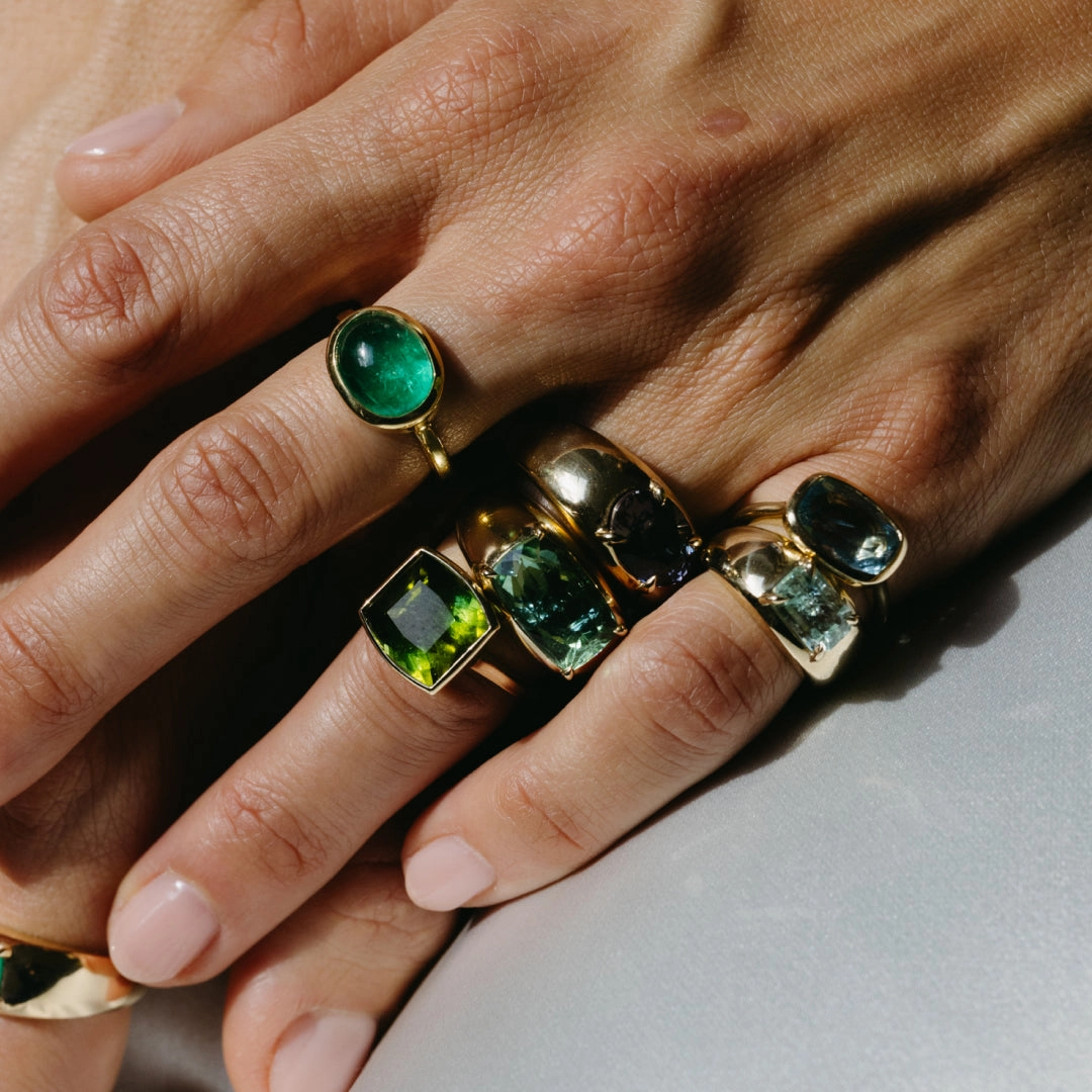 4.41ct Muzo Emerald Cabachon Bezel Ring