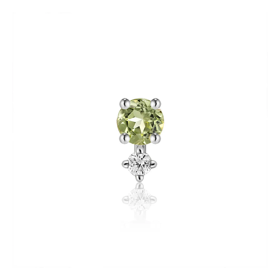 AUGUST | Peridot and White Sapphire Single Piercing Earring