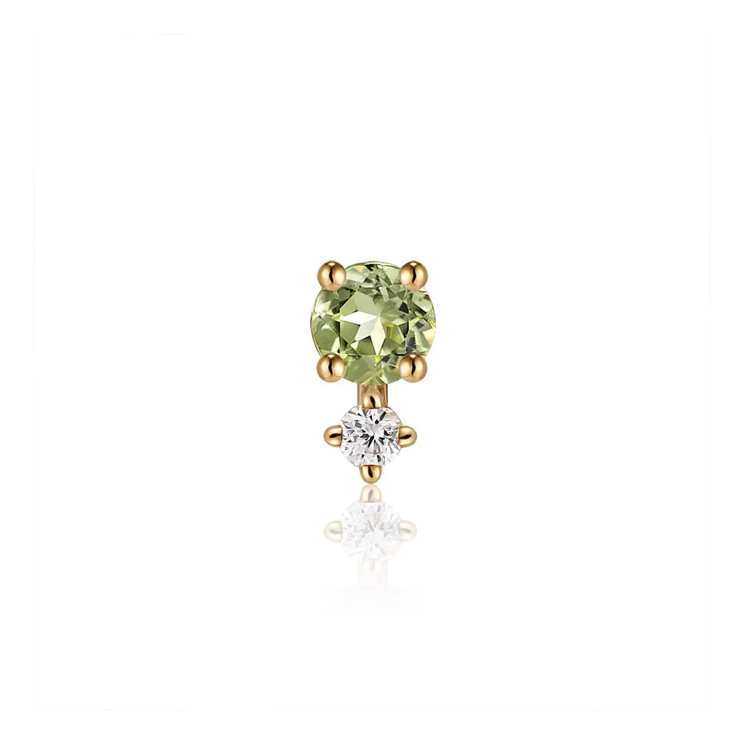AUGUST | Peridot and White Sapphire Single Piercing Earring