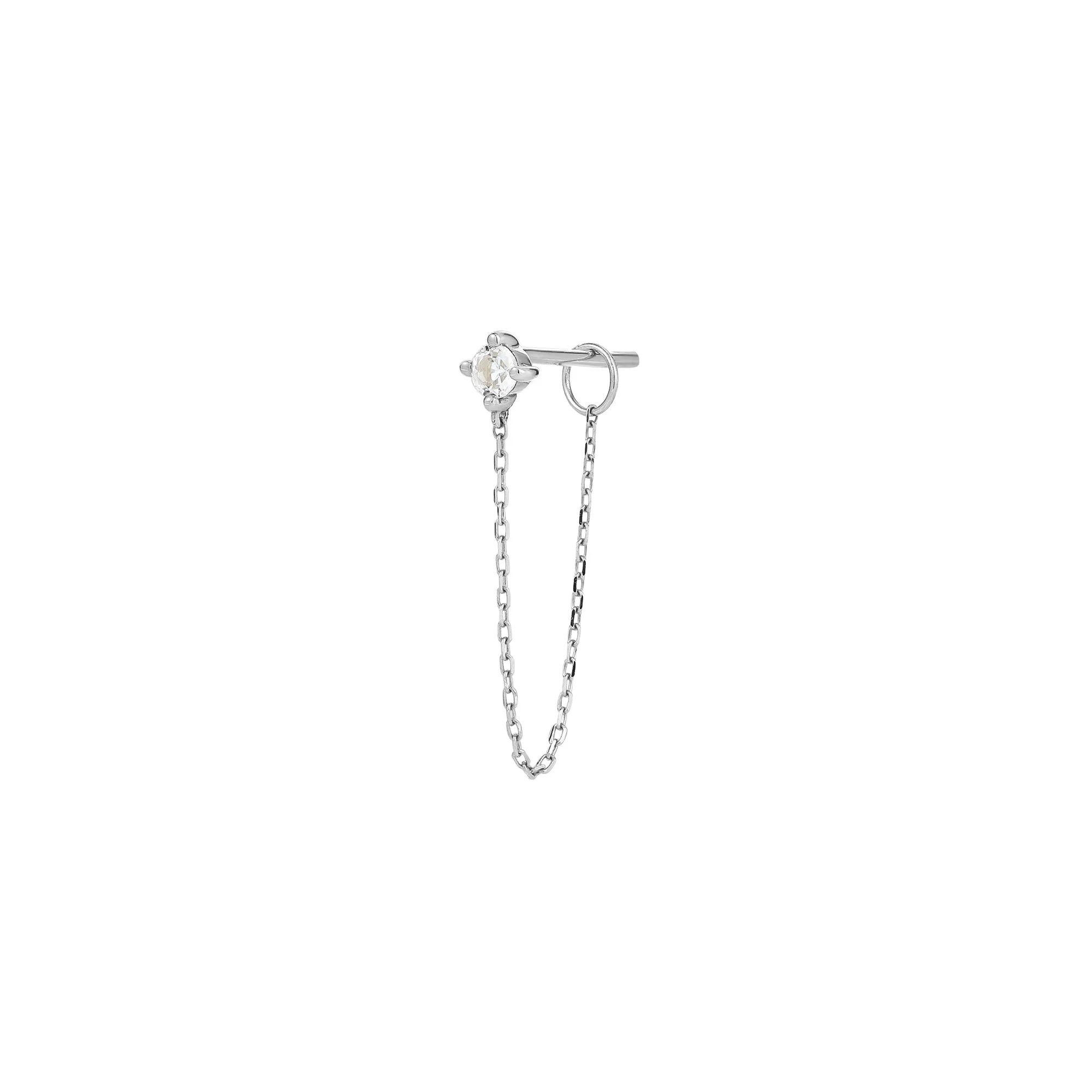 AVA | White Sapphire Chain Single Drop Earring
