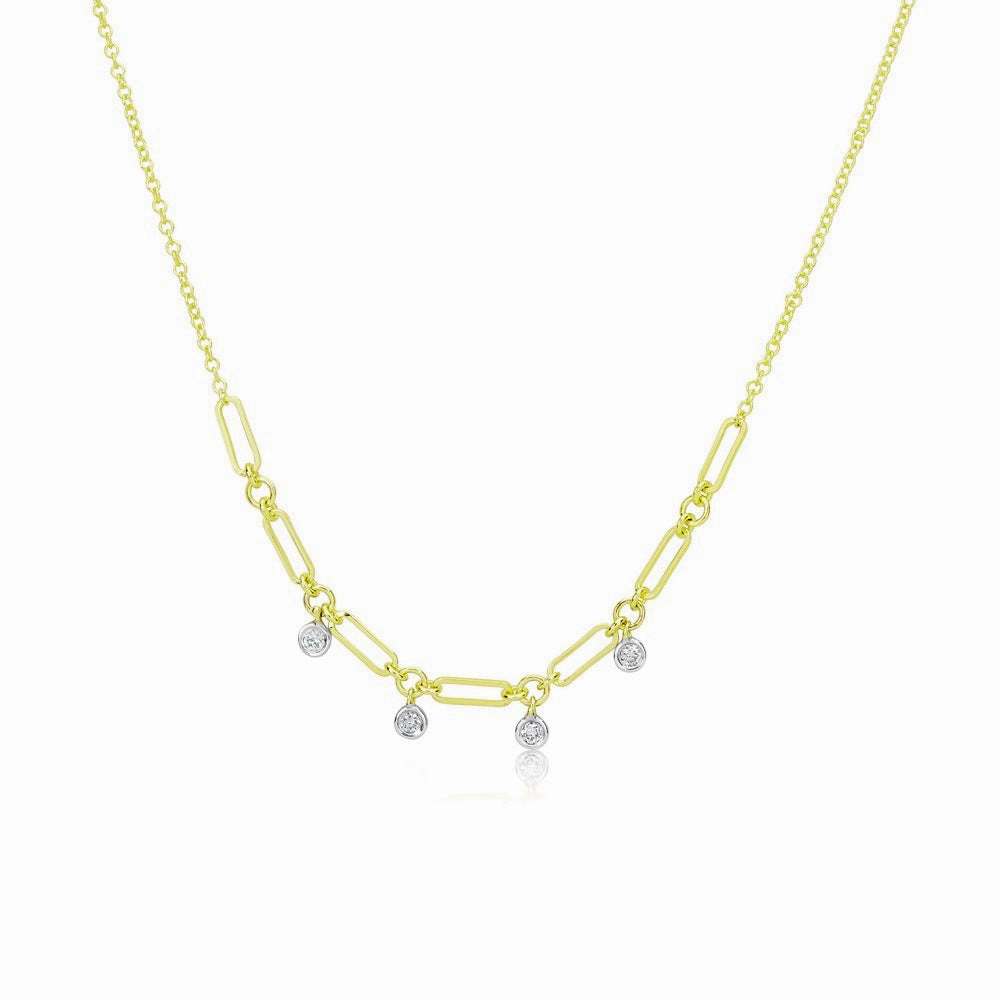 Bezel Diamond Paperclip Necklace