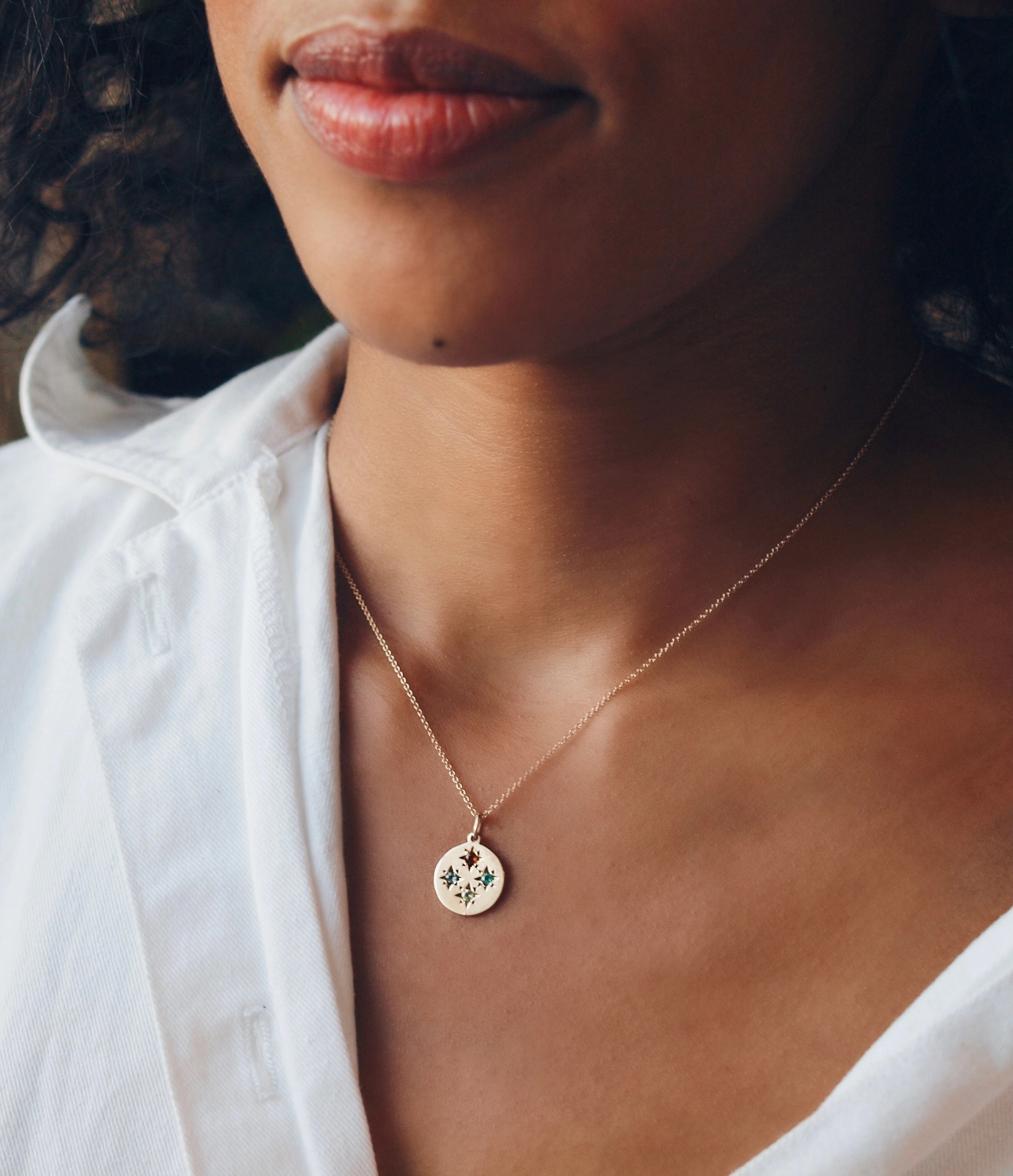 BIRTHSTONE COMPASS CHARM 4 STONES