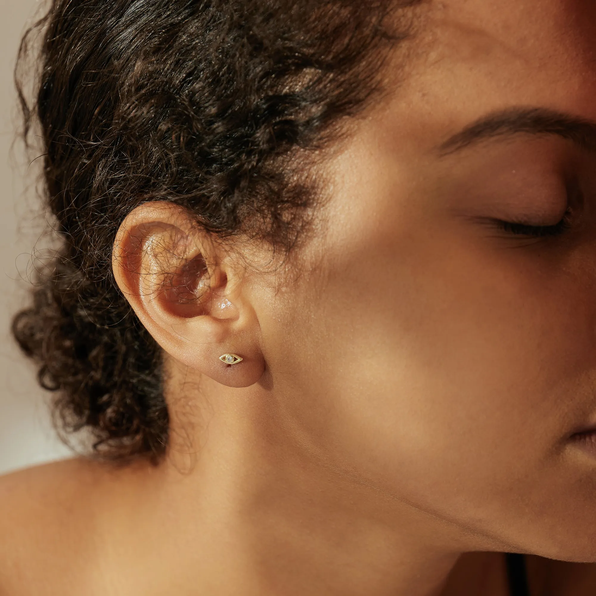 CHARLOTTE | Diamond Evil Eye Single Piercing Earring