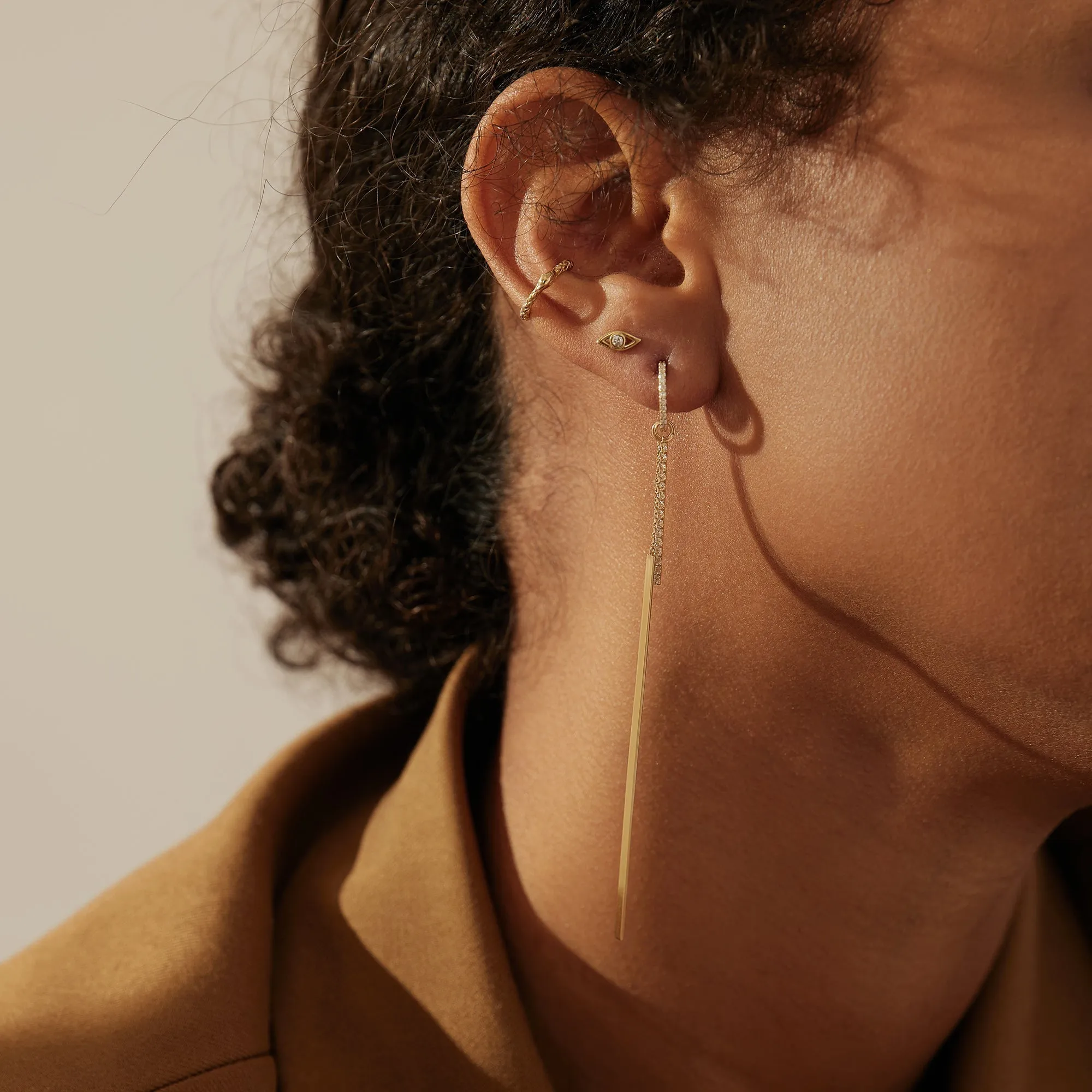 CHARLOTTE | Diamond Evil Eye Single Piercing Earring