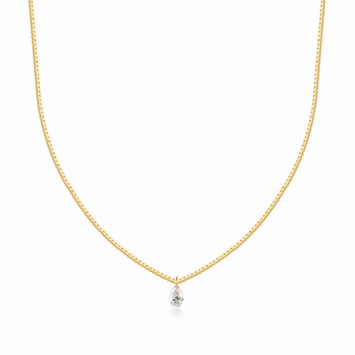 CHASSE | Pear Shape Floating Diamond Necklace