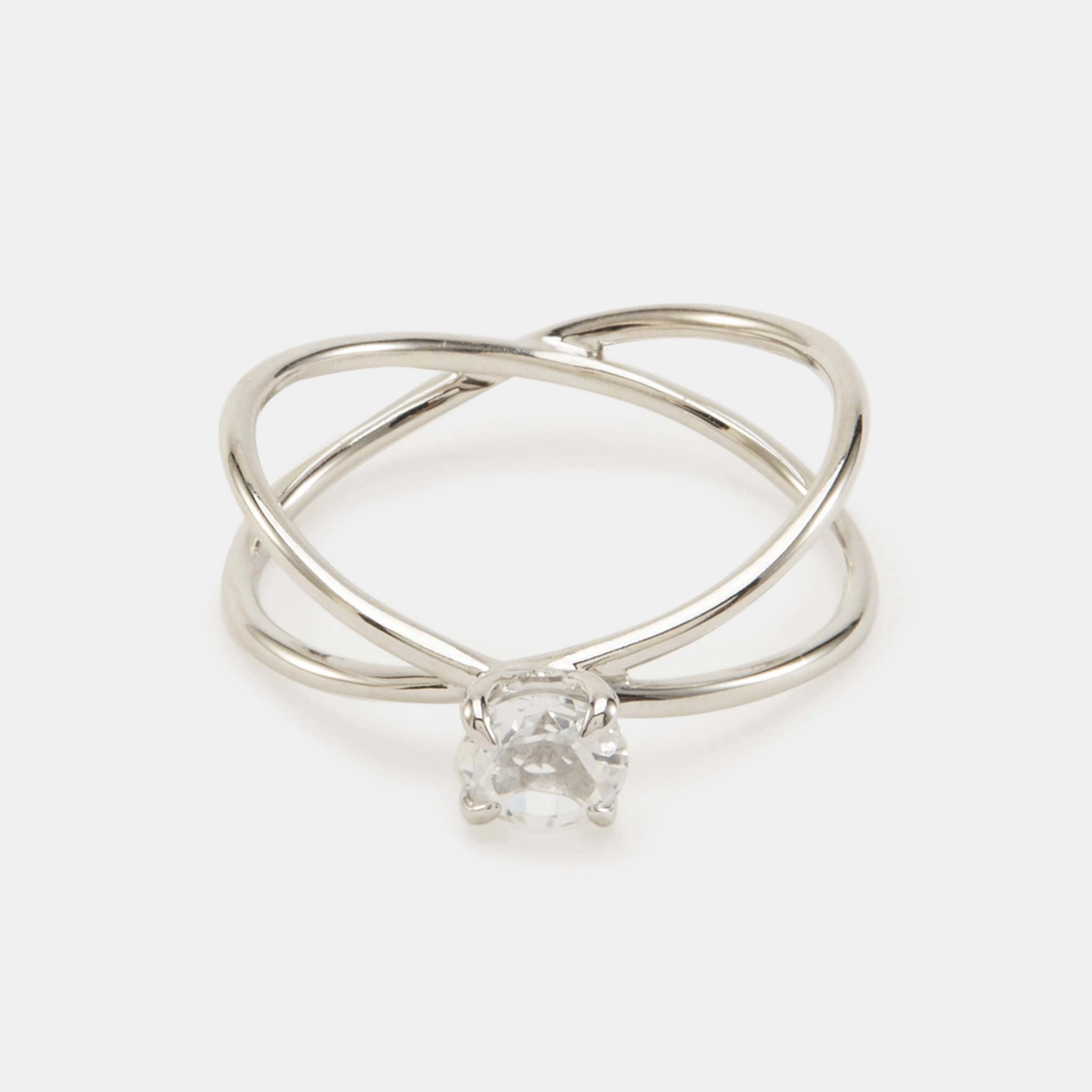 Criss Cross Stone Ring Silver - Mona