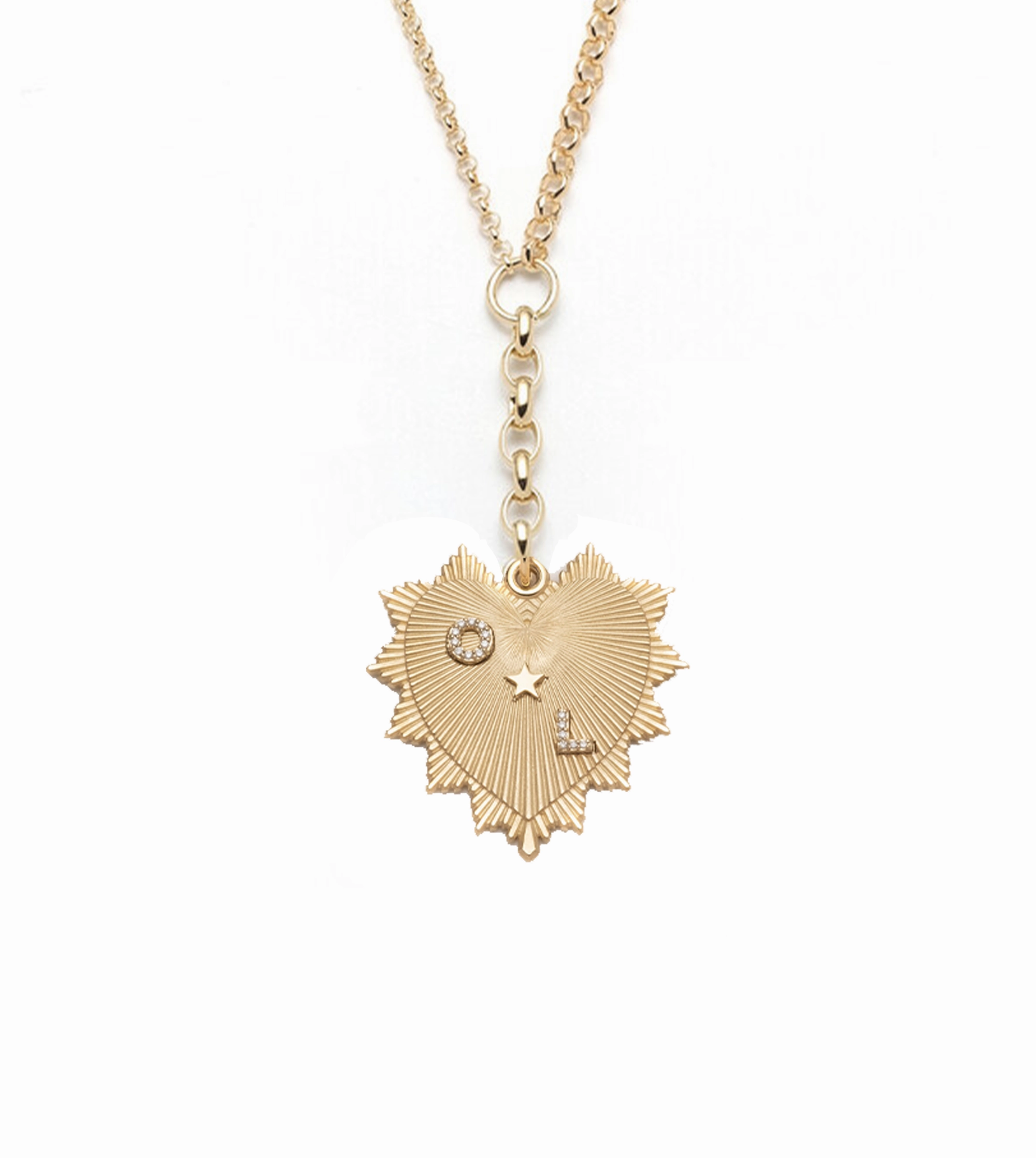 Custom Oversized Love Token : Medium Mixed Belcher Extension Chain Necklace