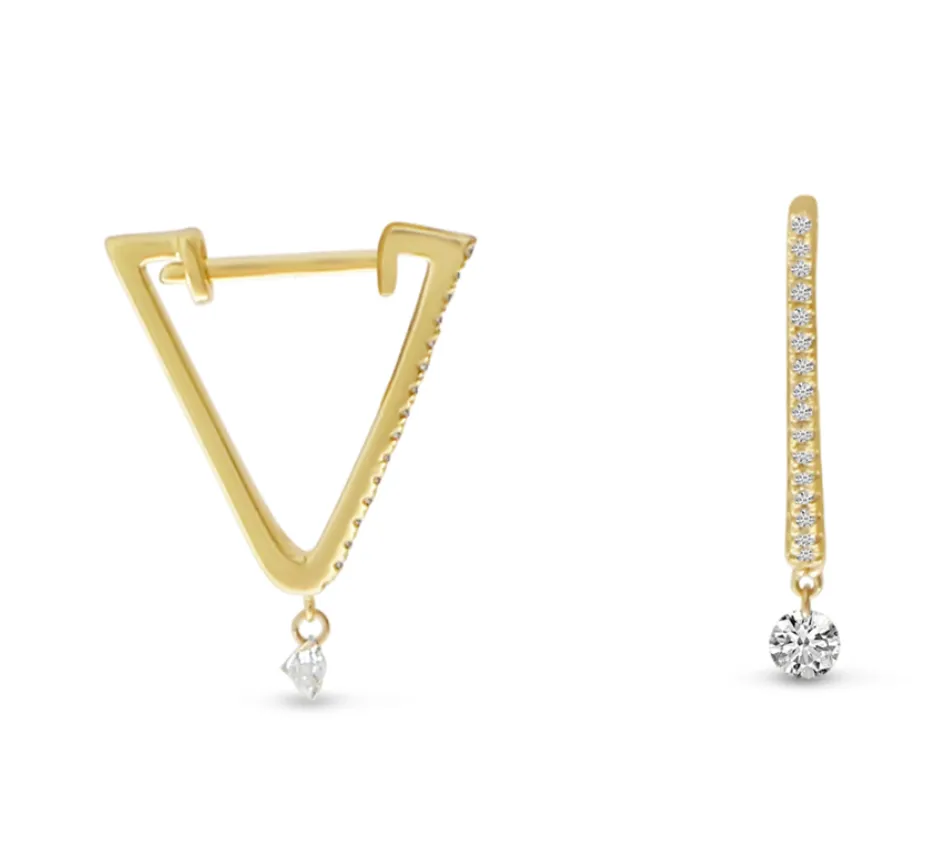 Dashing Triangle Huggie Earrings