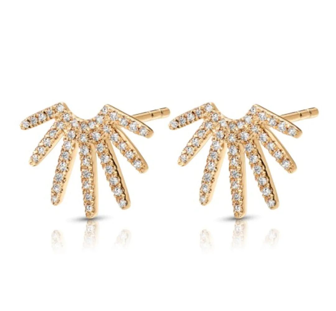 Diamond Sun-Fan Earrings