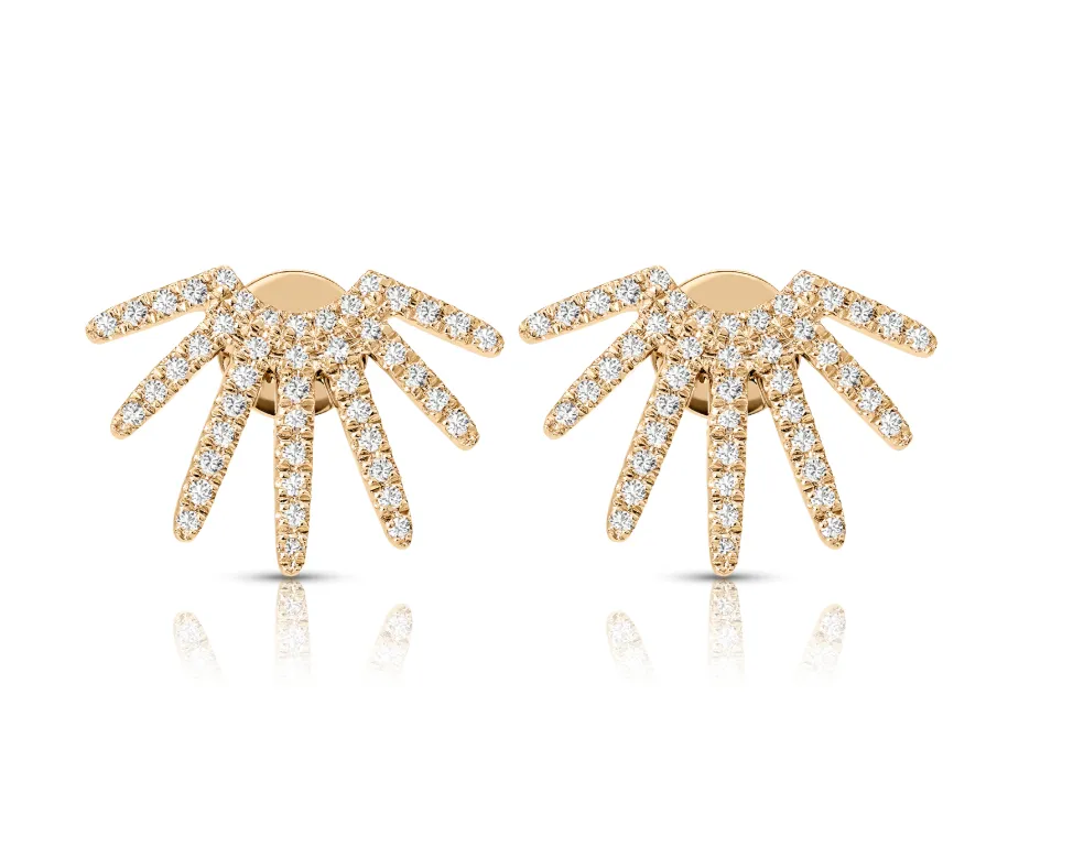 Diamond Sun-Fan Earrings