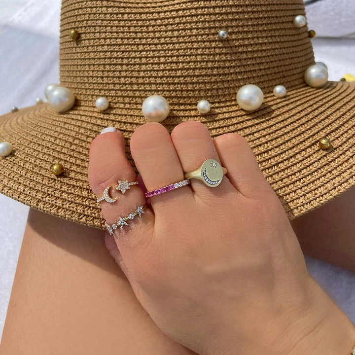 Diamond & Pink Sapphire Half and Half Ring
