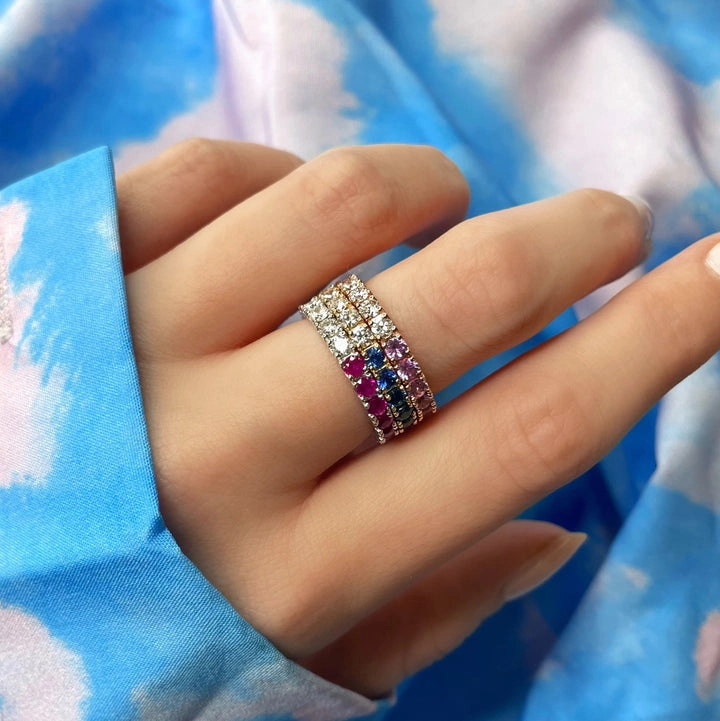 Diamond & Pink Sapphire Half and Half Ring