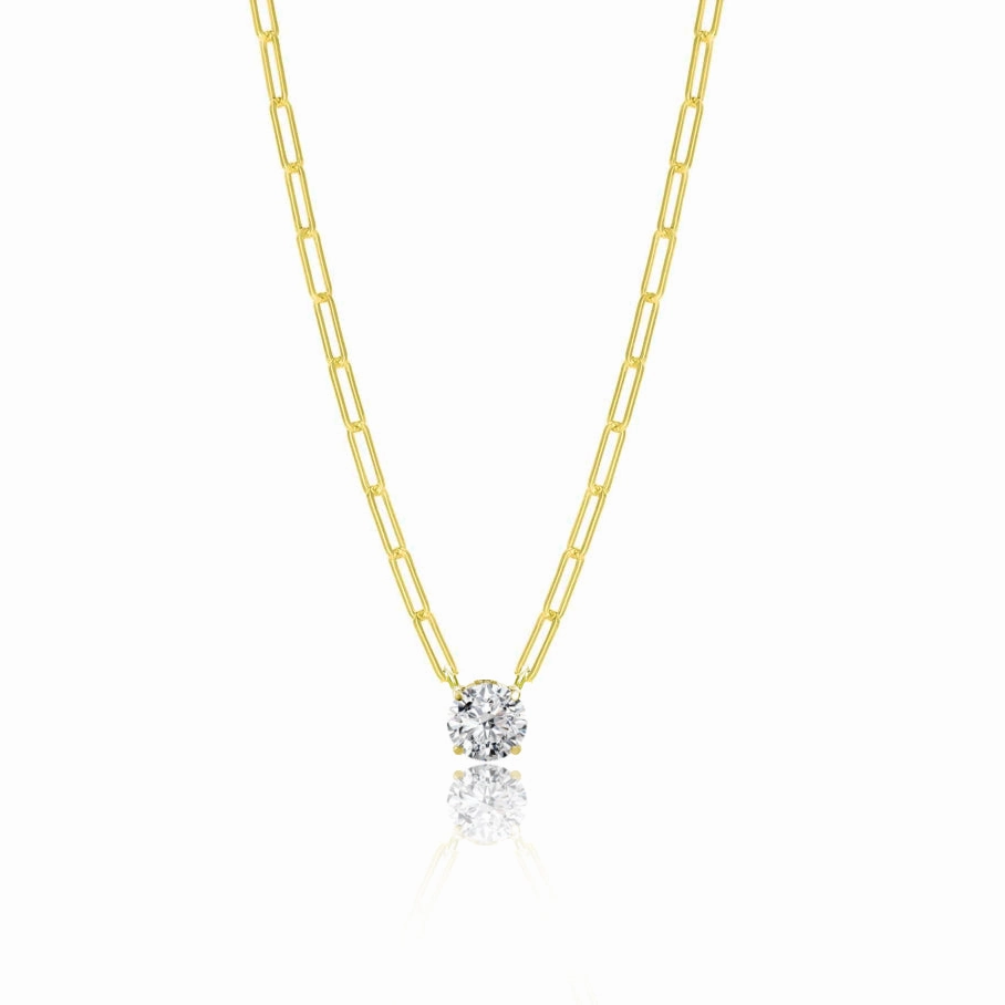 Diamond Solitaire Paperclip Chain (.72cts)