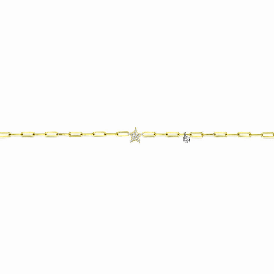 Diamond Star Paperclip Bracelet