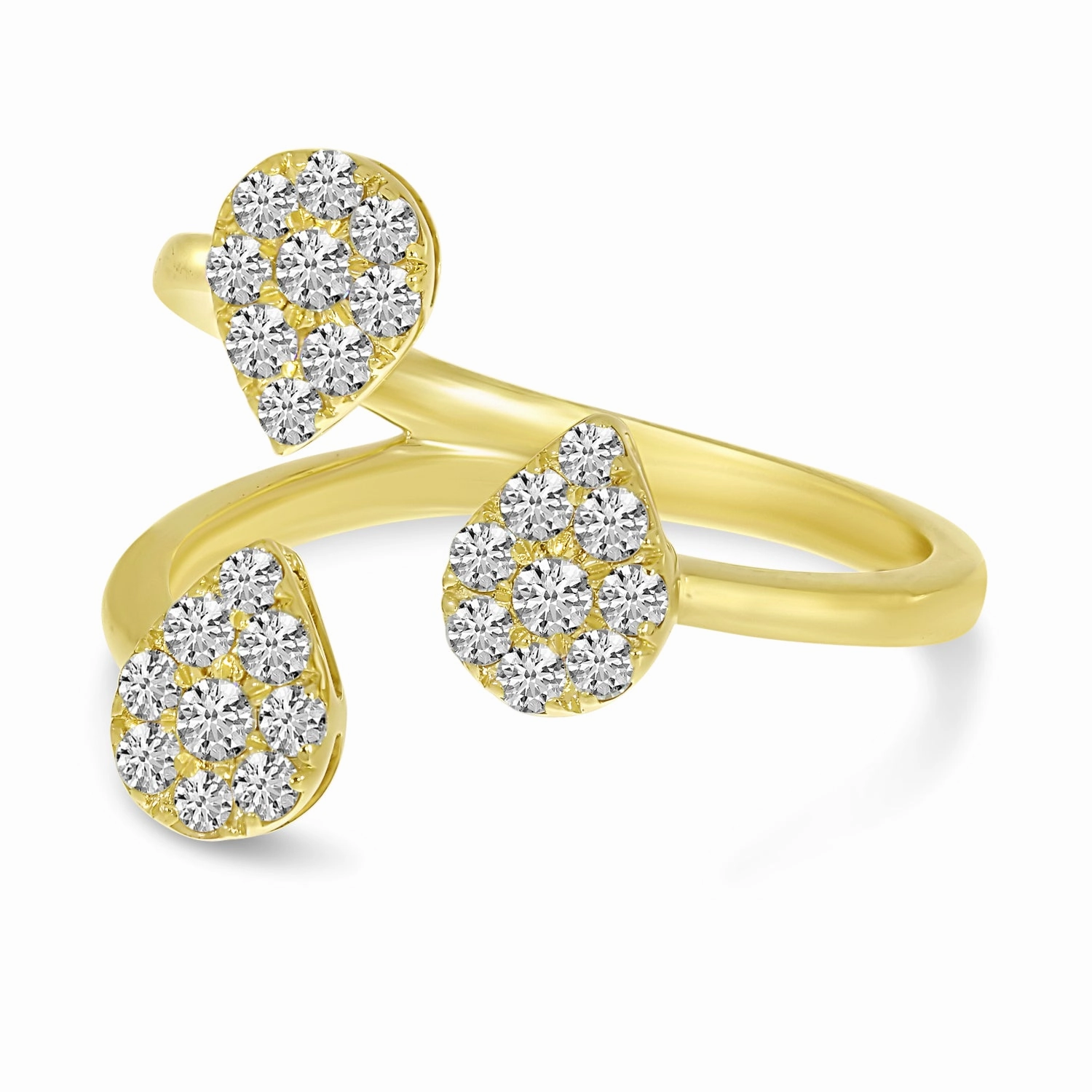 Diamond Triple Pear Cluster Ring