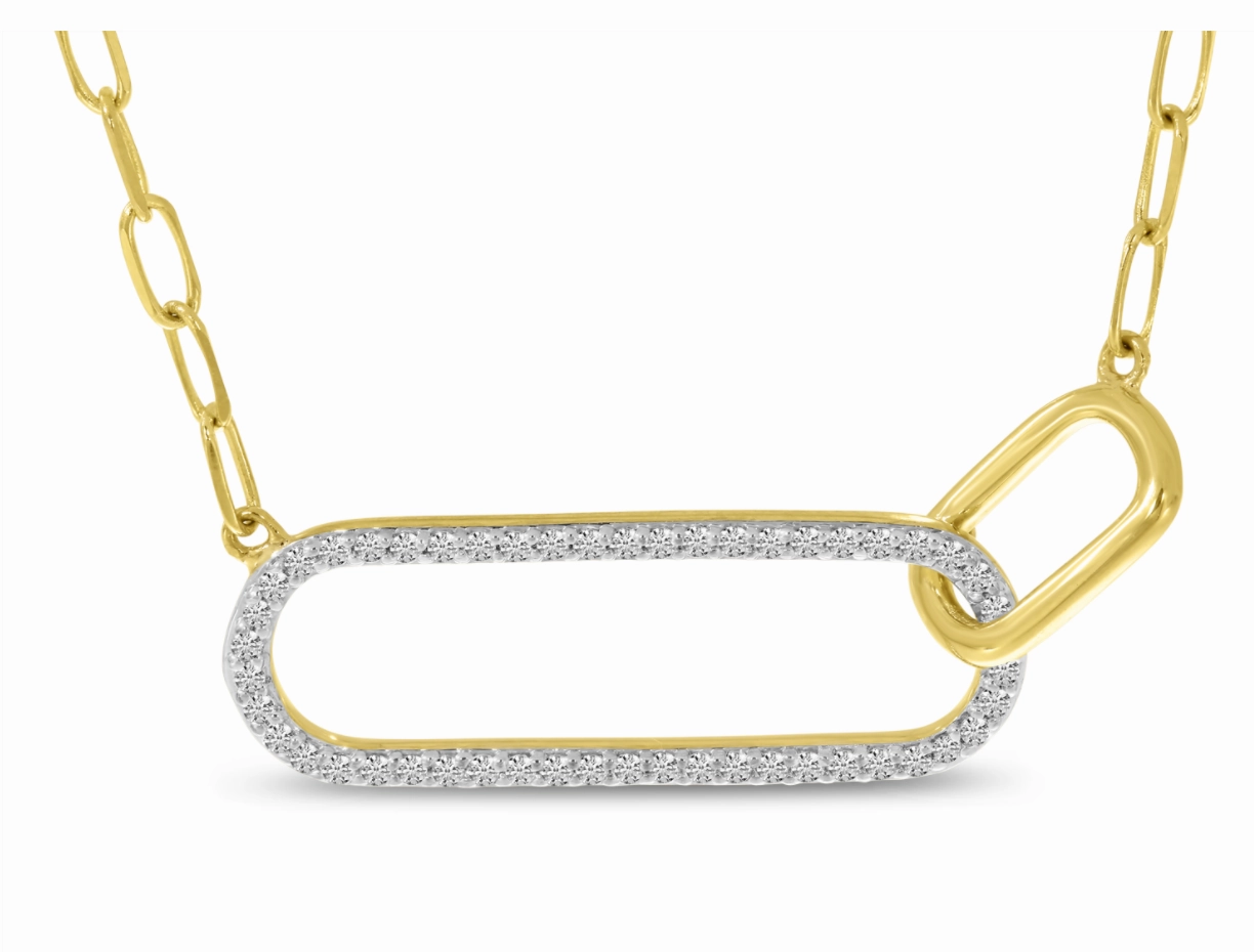 Double Paperclip Diamond Necklace