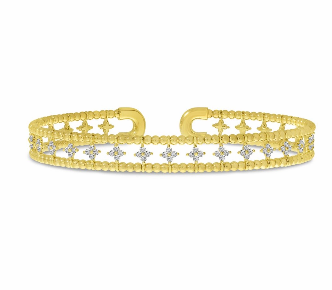 Double Row Flower Diamond Cuff