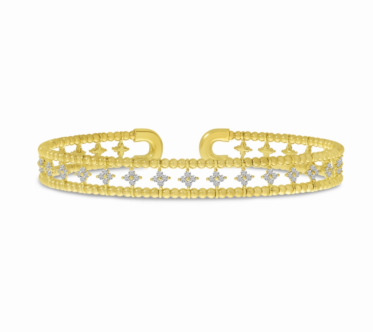 Double Row Flower Diamond Cuff