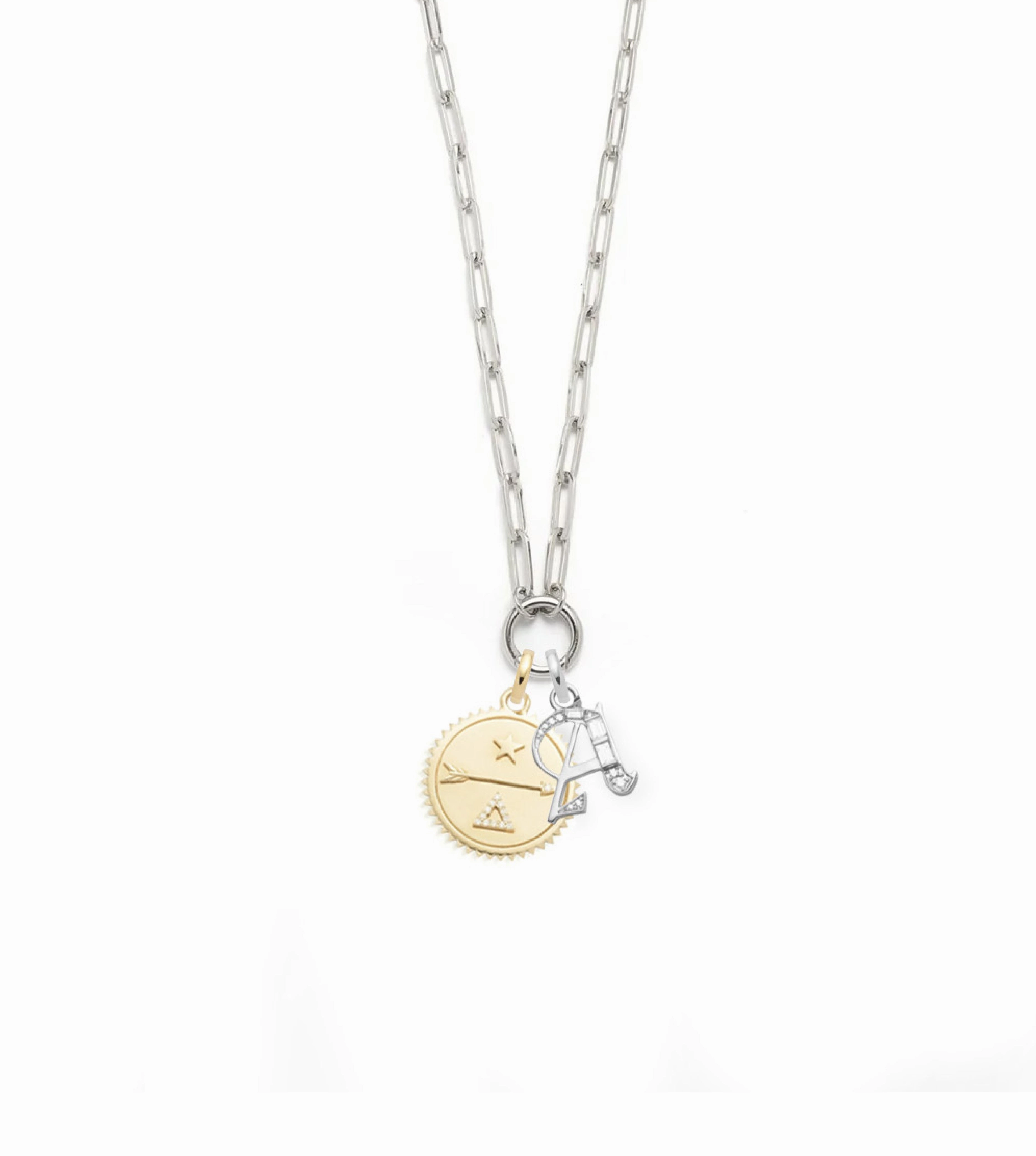Dream & Initials : Classic Fob Open Clip Necklace