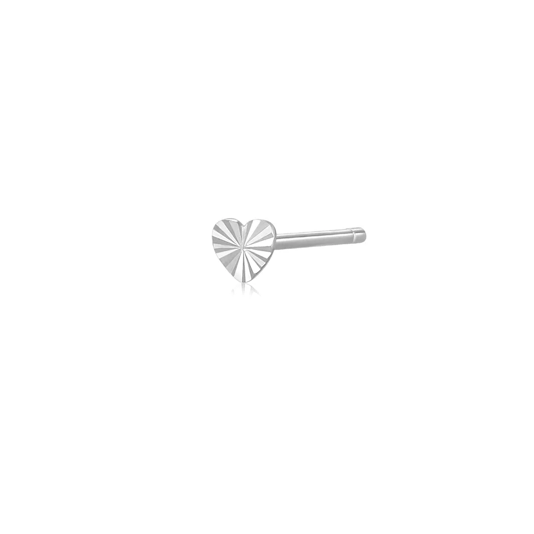 DYLAN  |  Single Diamond Cut Heart Stud Earring