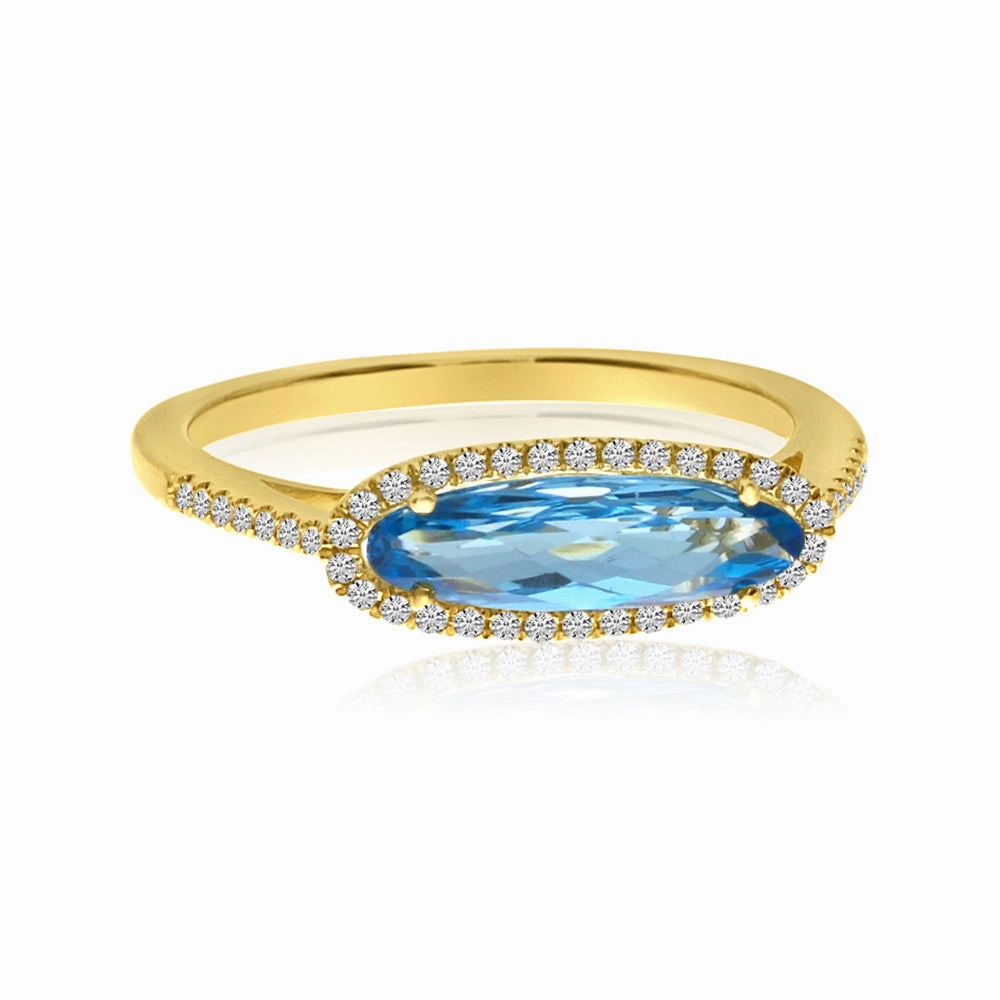 East-West Blue Topaz Diamond Stacker
