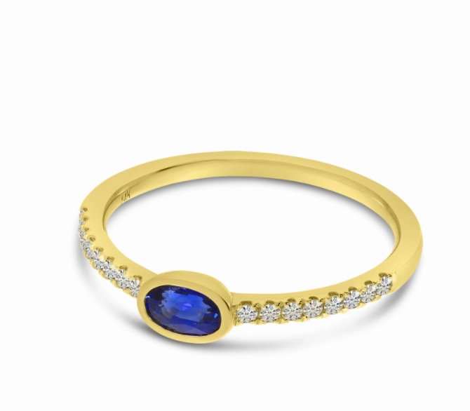East West Oval Sapphire & Diamond Ring