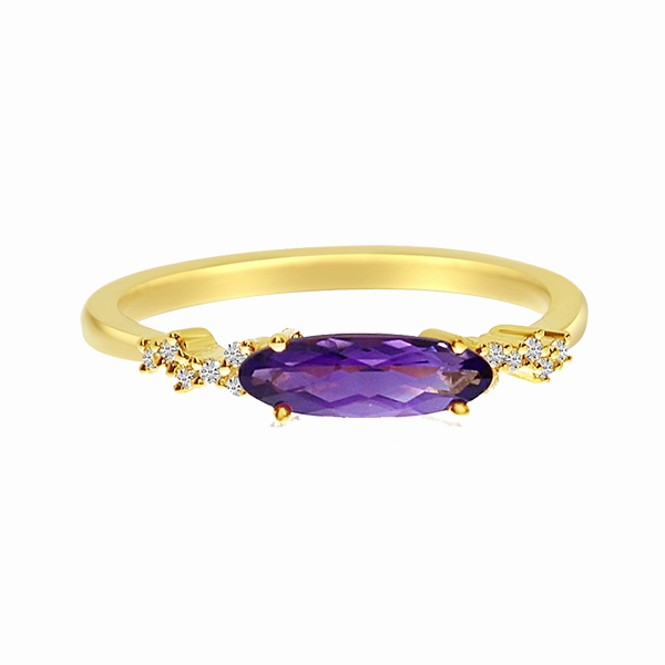 Elongated Amethyst Oval Ring