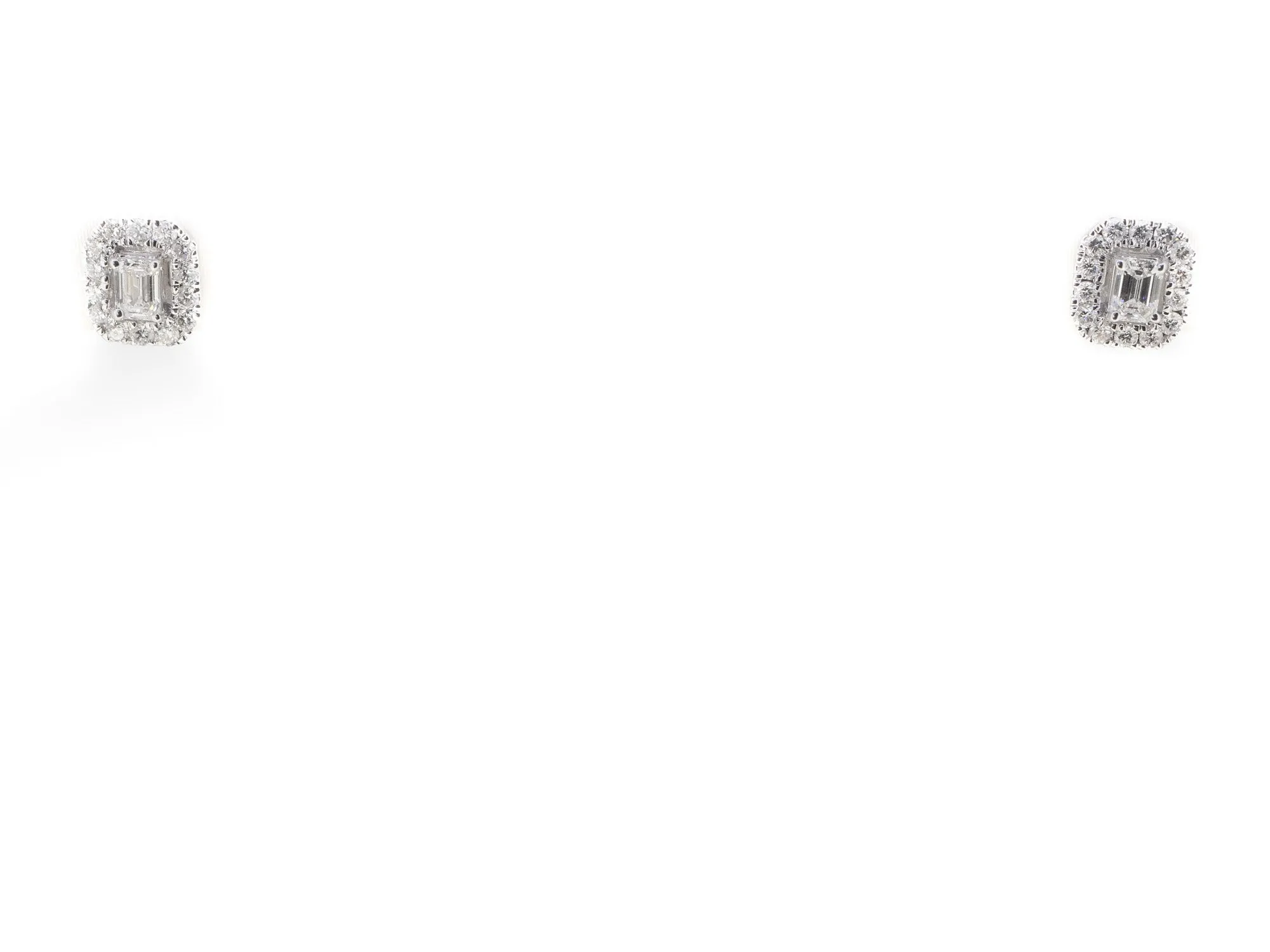 Emerald Cut Studs with Halo