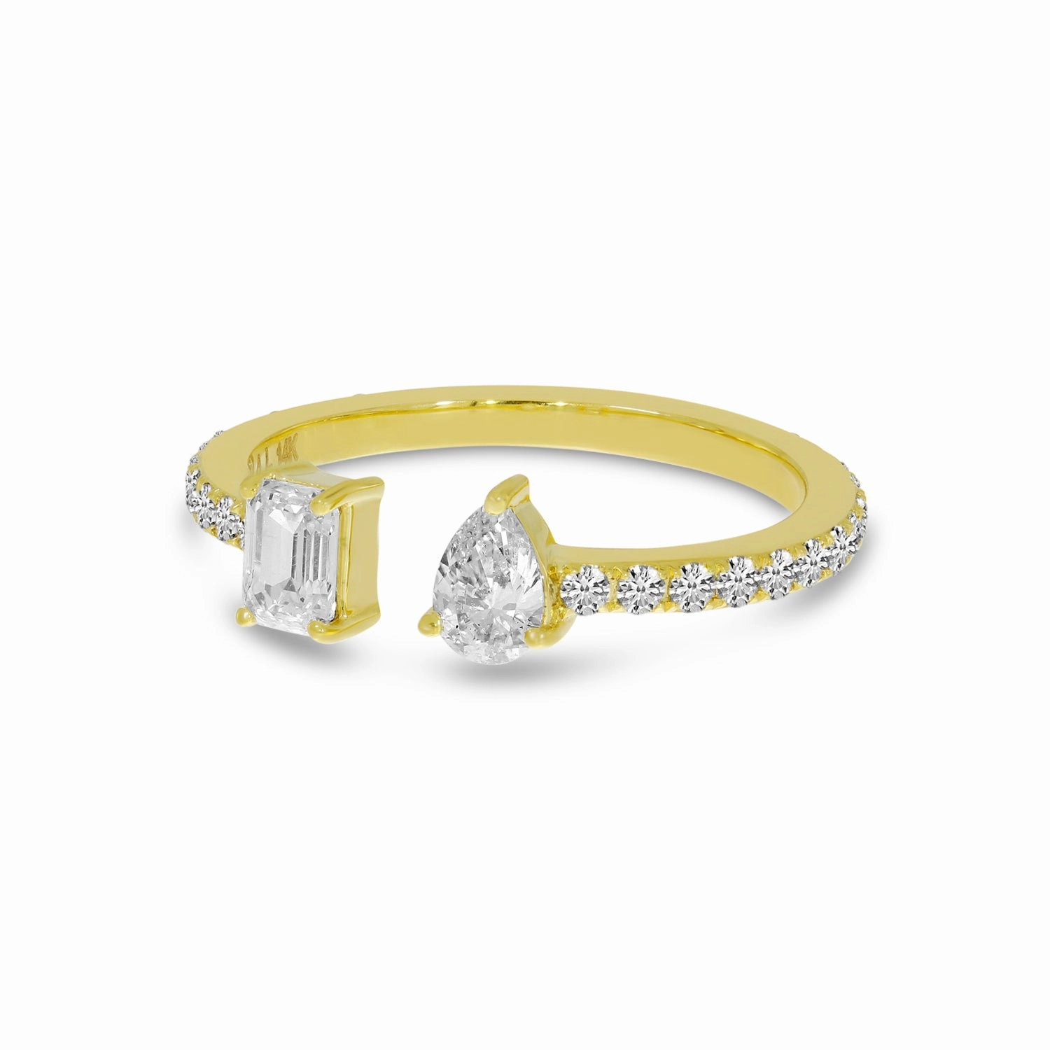 Emerald-Cut & Pear Diamond Duo Ring