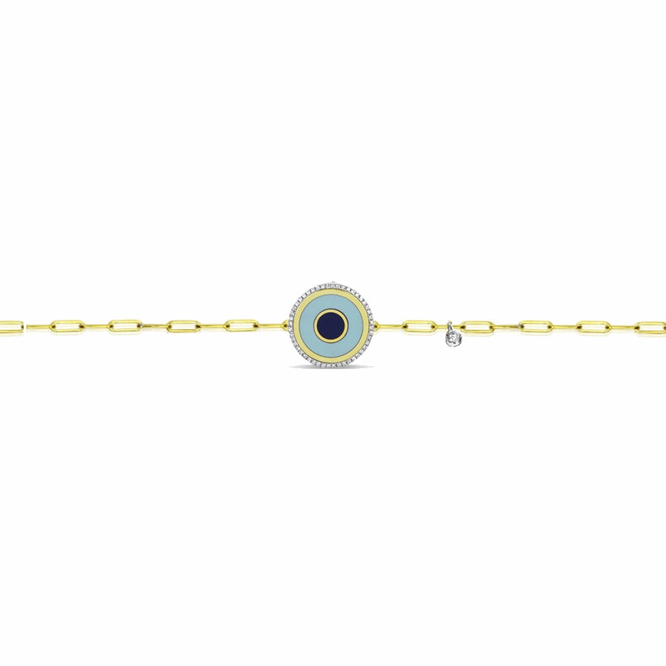 Enamel Evil Eye Paperclip Bracelet